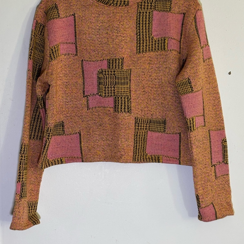 Zara Pink and Brown Patterned Sweater